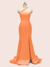 Sexy One Shoulder Side Slit Long Soft Satin Mermaid Graduation Prom Dresses