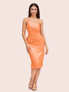 Sexy One Shoulder Silky Satin Short Midi Party Prom Dresses Online