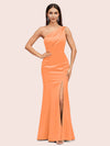 Sexy Mermaid One Shoulder Side Slit Soft Satin Bridesmaid Dresses Online