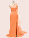 Elegant One Shoulder Unique Long Soft Satin Mermaid Bridesmaid Dresses Online