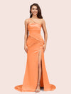 Sexy Mermaid One Shoulder Unique Side Slit Soft Satin Bridesmaid Dresses Online