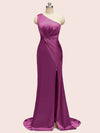 Sexy Side Slit Mermaid One Shoulder Long Soft Satin Bridesmaid Dresses Online