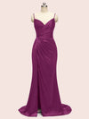 Sexy Mermaid Spaghetti Strap Long Side Slit Soft Satin Formal Prom Dresses Online