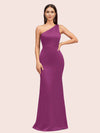 Sexy Mermaid One Shoulder Silky Satin Long Graduation Prom Dresses Online