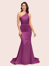 Elegant One Shoulder Mermaid Soft Satin Bridesmaid Dresses Online