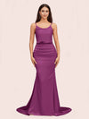 Sexy Backless Mermaid Spaghetti Straps Long Soft Satin Formal Prom Dresses Online