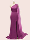 Unique One Shoulder Long Stretchy Satin Party Dresses For Women