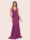 Sexy Backless Deep V-neck Long Soft Satin Mermaid Party Prom Dresses Online