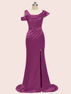 Sexy Side Slit Mermaid Long Soft Satin Bridesmaid Dresses Online
