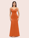 Sexy Mermaid Spaghetti Straps Long Soft Satin Evening Prom Dresses Online