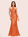 Sexy Backless Halter Sleeveless Long Mermaid Satin Bridesmaid Dresses Online