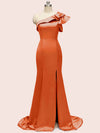 Elegant One Shoulder Mermaid Long Soft Satin Bridesmaid Dresses Online