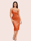 Elegant Sheath One Shoulder Soft Satin Short Bridesmaid Dresses Online