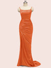Elegant Spaghetti Straps Long Soft Satin Mermaid Evening Prom Dresses Online