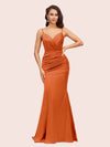 Sexy Backless Mermaid Spaghetti Straps Long Silky Satin Prom Dresses Online