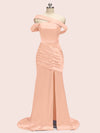 Sexy Mermaid One Shoulder Long Soft Satin Side Slit Formal Prom Dresses Online