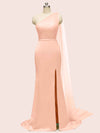 Elegant One Shoulder Unique Long Soft Satin Mermaid Bridesmaid Dresses Online
