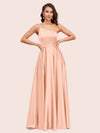 Sexy One Shoulder A-Line Long Soft Satin Bridesmaid Dresses With Pleats