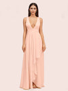 Elegant A-Line V-Neck Long Soft Satin Evening Prom Dresses Online