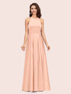 Elegant Halter A-line Long Satin Bridesmaid Dresses Online With Bow