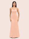 Sexy Mermaid Spaghetti Straps Long Soft Satin Bridesmaid Dresses Online