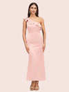 Elegant Mermaid One Shoulder Short Soft Satin Bridesmaid Dresses Online