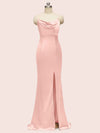 Sexy Criss Cross Spaghetti Straps Mermaid Long Satin Prom Dresses With Slit