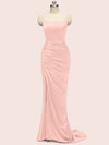 Elegant Spaghetti Straps Long Soft Satin Mermaid Evening Prom Dresses Online