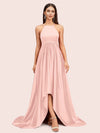 Sexy High Low Halter Satin Bridesmaid Dresses Online