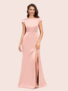 Sexy Open Back Mermaid Jewel Neck Long Soft Satin Bridesmaid Dresses Online
