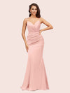 Sexy Mermaid Spaghetti Straps Long Soft Satin Bridesmaid Dresses Online For Sale