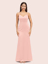 Sexy Mermaid Spaghetti Straps Long Soft Satin Evening Prom Dresses Online