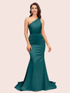 Sexy Backless One Shoulder Mermaid Soft Satin Party Prom Dresses Online