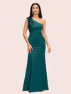Elegant One Shoulder Mermaid Long Soft Satin Bridesmaid Dresses Online