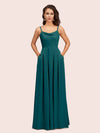 Simple Spaghetti Straps Long Soft Satin Bridesmaid Dresses