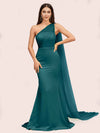 Unique Mermaid One Shoulder Long Soft Satin Formal Prom Dresses Online