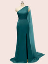 Unique One Shoulder Long Stretchy Satin Party Dresses For Women