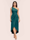 Elegant One Shoulder Mermaid Satin Short Bridesmaid Dresses Online