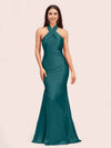 Sexy Backless Halter Long Mermaid Satin Graduation Prom Dresses Online