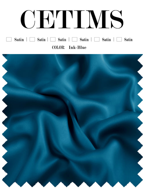 Soft Satin Fabric Swatch Ink-Blue