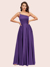 Sexy One Shoulder A-Line Long Soft Satin Bridesmaid Dresses With Pleats For Sale