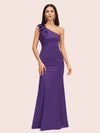 Elegant One Shoulder Mermaid Long Soft Satin Bridesmaid Dresses Online