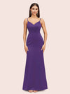 Sexy Mermaid Spaghetti Straps Long Soft Satin Evening Prom Dresses Online