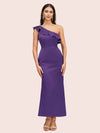 Elegant Mermaid One Shoulder Short Soft Satin Midi Party Prom Dresses Online