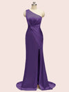 Sexy Side Slit Mermaid One Shoulder Long Soft Satin Bridesmaid Dresses Online