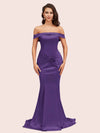 Sexy Off Shoulder Mermaid Long Soft Satin Bridesmaid Dresses 2023