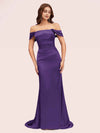 Sexy Mermaid Off Shoulder Long Silky Satin Evening Prom Dresses Online