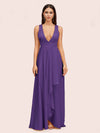 Elegant A-Line V-Neck Long Soft Satin Bridesmaid Dresses Online