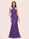 Sexy Backless Halter Long Mermaid Satin Graduation Prom Dresses Online