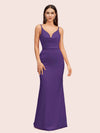 Sexy Spaghetti Straps V-Neck Open Back Soft Satin Mermaid Bridesmaid Dresses